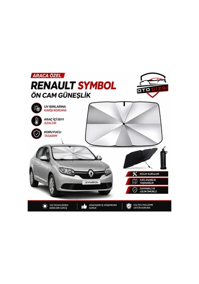 Renault Symbol Şemsiye Tip Ön Cam Güneşliği Katlanabilir Uv Korumalı Araç Cam Güneşlik