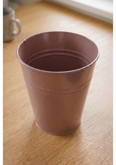 Konik Metal Saksı & Vazo - 25 Cm Dekoratif Çok Amaçlı Renkli Çiçeklik 25x23/15 Cm Gül Kurusu