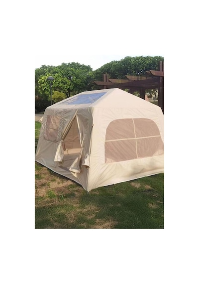 6 Kişilik Tenteli 4 Mevsim Su Geçirmez Şişme Kamp Çadırı 260x220x190 Cm Çok Renkli