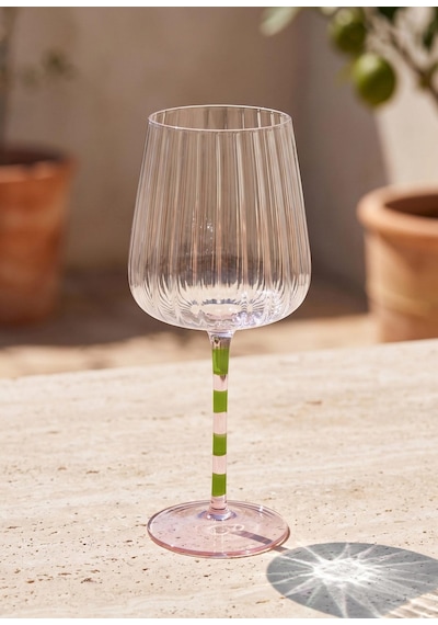 The Mia Şarap Kadehi Pembe Yeşil 500 Ml Çok Renkli
