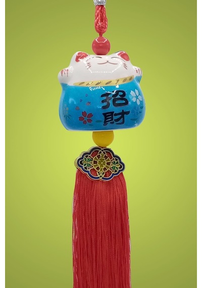 Feng Shui Maneki Neko Şans Kedisi Mavi No.2