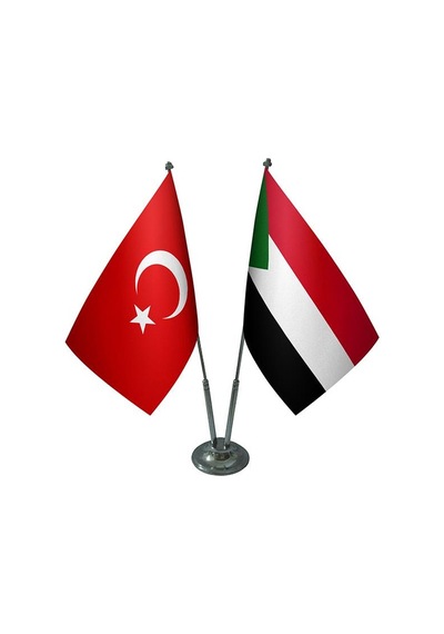 Masa Üstü Sudan Bayrağı Türk Bayrağı İkili Krom Direk Masa Bayrak