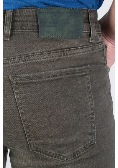 HLT Jeans Erkek Çam Yeşili Regular Fit Likralı Boru Paça Rahat Kesim Jean Kot Pantolon Hlthe001915 kahverengi