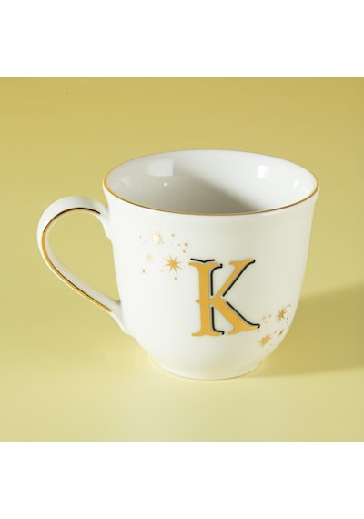 Chique Harfli K Porselen Kupa Altın Detaylı Renkli 300ml 6998