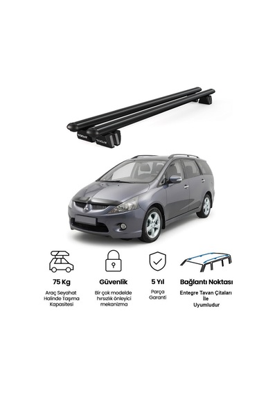 Pençe Mitsubishi Grandis 2003-2011 Uyumlu Siyah Ara Atkı Port Bagaj Tavan Barı