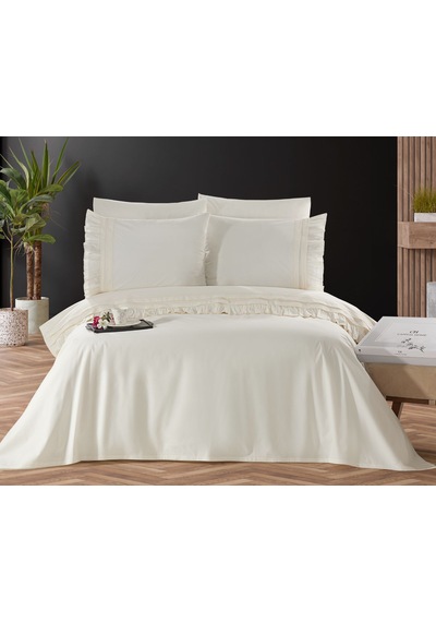 Capital Home Kroşetalı 6'lı Nevresim Takımı Çift Kişilik Krem