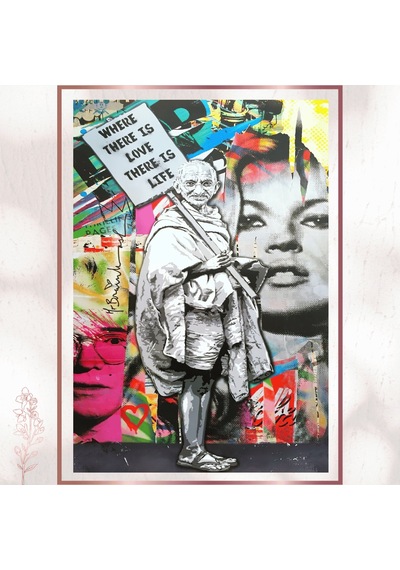 Gandhi Pop Art - Barış Ve Aşk Mesajlı Graffiti Pvc Tablo