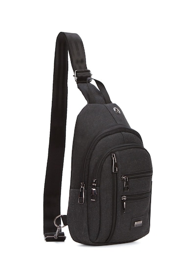 Torz Unisex Siyah Omuz Çantası Su Geçirmez Kanvas Kumaş Body Bag Çift Taraflı Çapraz Postacı Çanta Antrasit