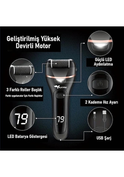 Valkyrie 10 Lu Ayak Bakım Seti Elektrikli Nasır Ayak Törpüsü Ve Pedikür Şarjlı Ve Taşınabilir