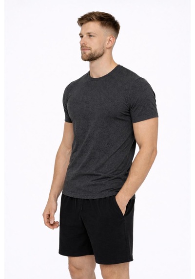 Axxel Erkek Koyu Gri Melanj Pamuk Likralı Süprem Kısa Kollu-t-shirt-d230
