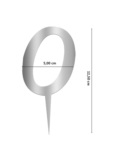 Pleksi Rakam Pasta Süsü. 12.5cm x 5cm - 1 Adet Gümüş 0