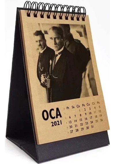 Atatürk Fotoğraflı 2027 Masa Takvimi - Dikey Siyah Kraft