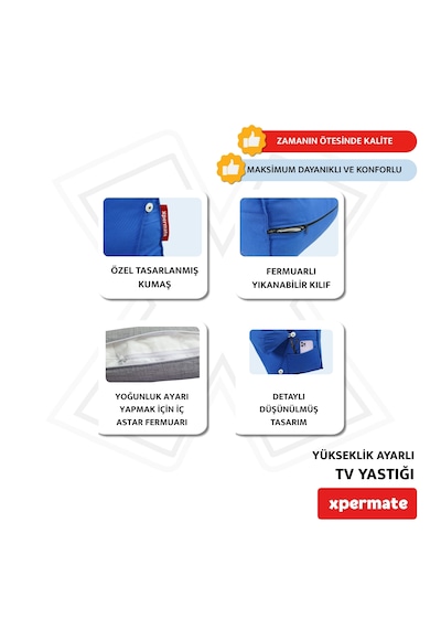 Xpermate Sırt, Bel, Boyun Destekli TV - Okuma Yastığı Ameliyat Sonrası Mavi