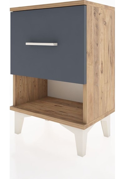 Arges Komodin Tek Çekmeceli 44x30x64 Çam-antrasit Atlas Çam