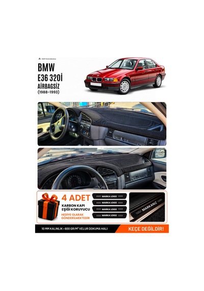 Bmw 3.20ı E36 Aırbagsiz 1990-2000 Uyumlu Torpido Örtüsü, Torpido Kılıfı - Siyah - Bm013