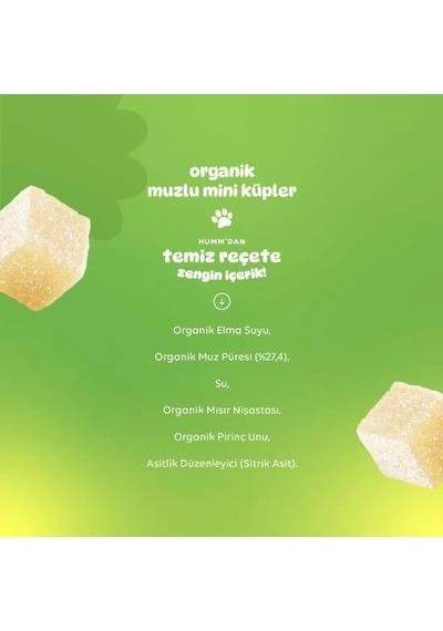 Mey İthalat Humm Organik Muzlu Glutensiz Vegan Mini Küpler 30 Gr