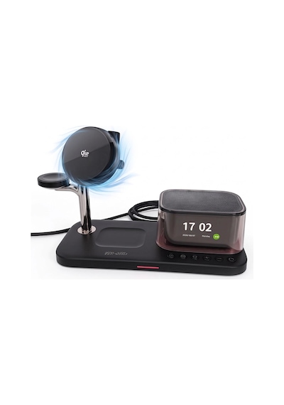 Ven-dens Vd-wlc024 Qi2 25 W 3 Ü 1 Arada Manyetik Kablosuz Şarj İstasyonu, Bluetooth Hoparlör, Siyah