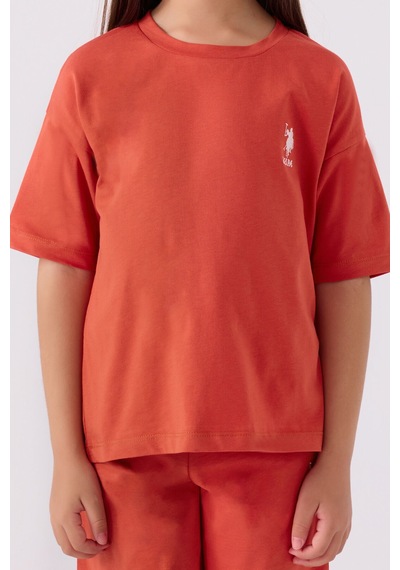 U.S. Polo Assn. U.s. Polo Assn Kız Çocuk Turuncu Bermuda Takım Us1848-c-v58 Turuncu