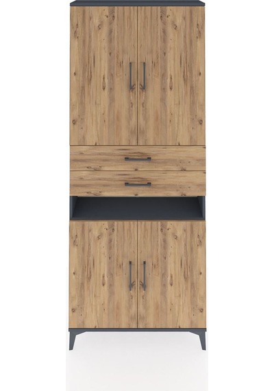 Arges Dolap 5 Raflı 2 Çekmeceli 4 Kapaklı 88x30x221 Antrasit-çam Antrasit