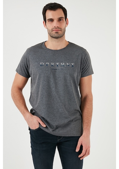 Buratti Baskılı Bisiklet Yaka Pamuklu Slim Fit Erkek T Shirt 541Dprtmnt24 Antrasit
