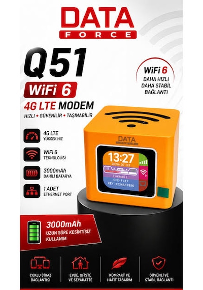 Dataforce Q51 4g Lte Wifi6 3000 Mah Taşınabilir Küp Router Modem