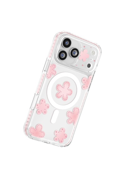 İphone 18 Pro Max Uyumlu Kılıf M-safe Şarj Özellikli Zore Paris Elvo Sert Pc Kapak Pembe