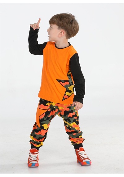 Casabony Star Kamuflaj Baggy Pantolon + T-shirt Takım-renkli Çok Renkli