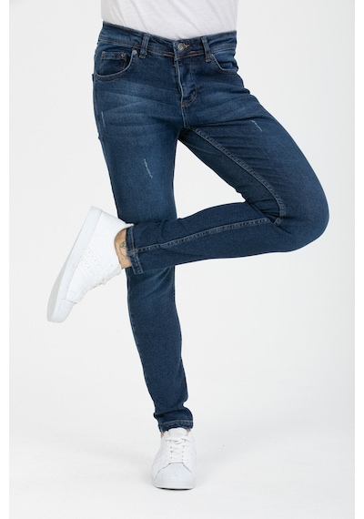 Onezero Erkek Mavi Destroy Skinnyfit Likralı Jean Kot Pantolon Mavi