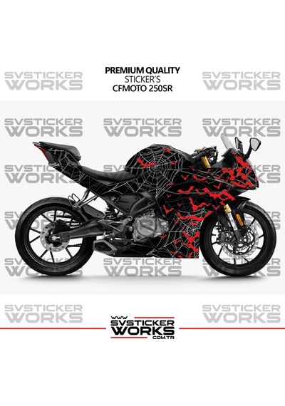 Cfmoto 250sr Kaplama Sticker Crimson Web Design Motor Kaplama Modeli Hazır Kit Tüm Modeller Uyumlu Siyah