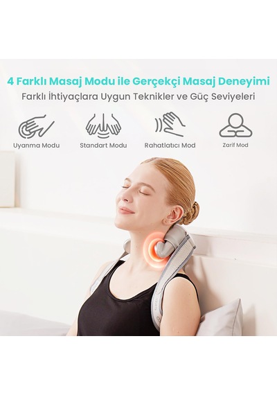 Skg H7 Max Boyun Ve Omuz Masaj Aleti, Shiatsu Masaj Terapisi, Yoğurmalı, Fototerapi Gri