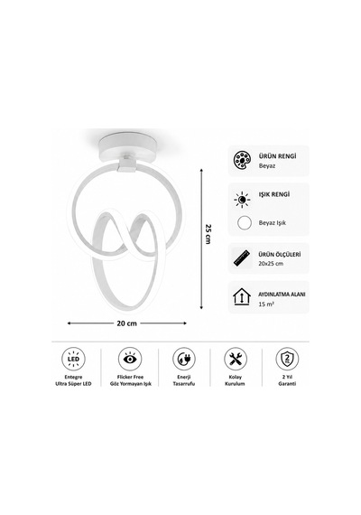 Evora Led Plafonyer Avize Beyaz Işık