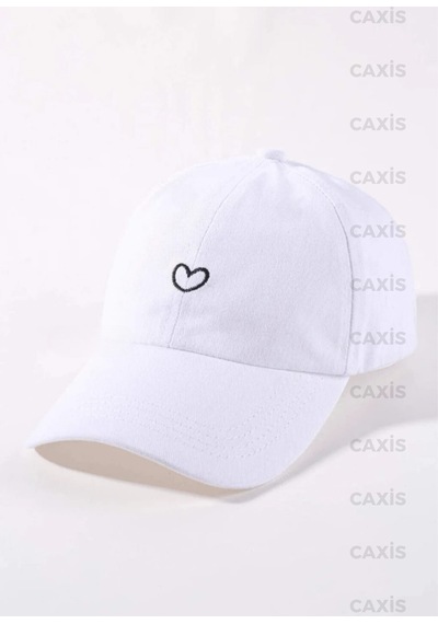 Caxis Minik Kalp Baskılı Şapka Ayarlanabilir Çırtlı Gabardin Cap Beyaz