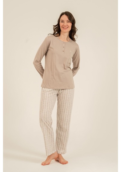 Arnetta Kadın Yeşil Nakışlı Uzun Kol Pijama Takım Ar3779-s-v1 Ar3779-s-v1 Kahverengi