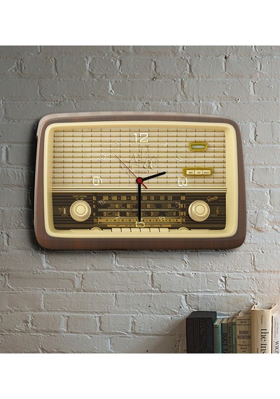 Kişiye Özel Retro Radyo Tasarımlı Ahşap Duvar Saati - 1