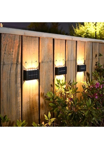 6 Adet Dekoratif Duvara Monteli Gün Işığı Solar Enerji Aplik Led 6 Ledli 3 Üstte 3 Altta Led Mevcut