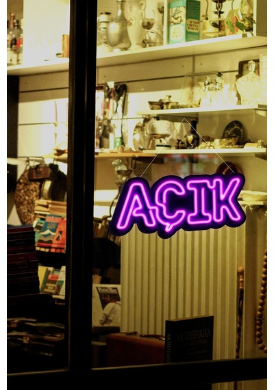 Açık Yazısı Neon Led Dükkan - İşyeri - Kapı Yazısı Pembe Pembe