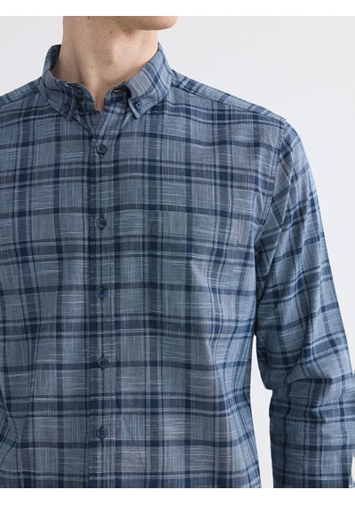 Lcwaıkıkı Classic Lacivert Regular Fit Ekose Poplin Erkek Gömlek