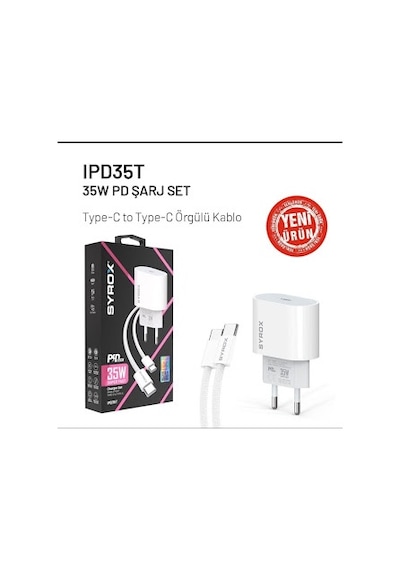 Redmi 9 Uyumlu Ipd35t 35w Type-c To Type-c Hızlı Şarj Ve Data Kablosu