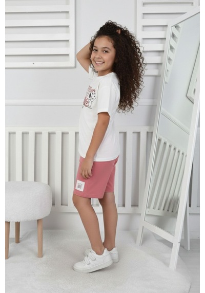 Belle Baskı Kız Çocuk Şortlu Takım-90343 Pembe