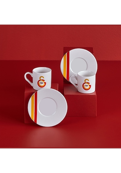 Neva N3475 Galatasaray Çizgili 2 Li Kahve Fincan Takımı