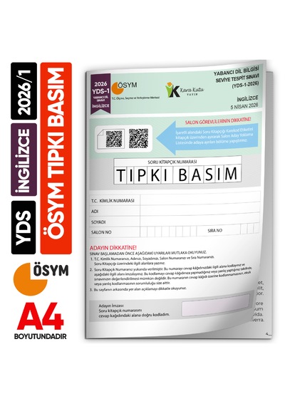 Yds İngilizce 2026/1 Yabancı Dil Sınavı Ösym Tıpkı Basım Çıkmış Soru Deneme Kitapçığı E-yds Uygun