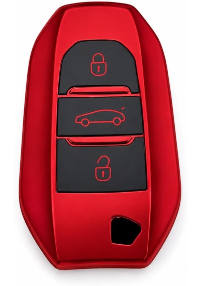 Autohan Keys Peugeot 208, 308, 508, 2008, 3008, 5008, Rifter İle Uyumlu Akıllı Anahtar Koruma Kılıfı, Kırmızı