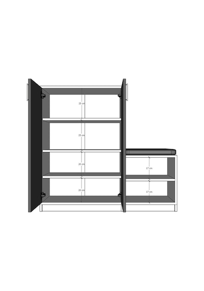 Asra Trend Puflu Ayakkabılık A-25 %100 MDF Minderli Geniş Portmanto Petra