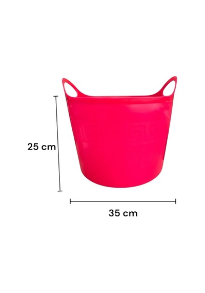 Pembe, Esnek Plastik Kova 20 Litre, Temizli Kovası, Esneyebilen Oyuncak Ve Çamaşır Sepeti Pembe