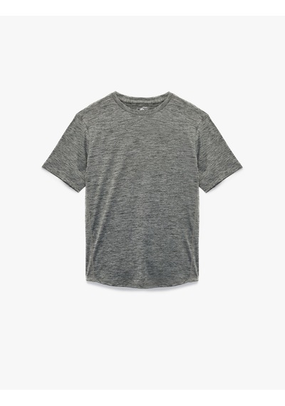 Koton Regular Fit Kısa Kollu Dikiş Detaylı Desenli Bisiklet Yaka Spor Tişört Gri Melanj 6wam10056nk Gri Melanj