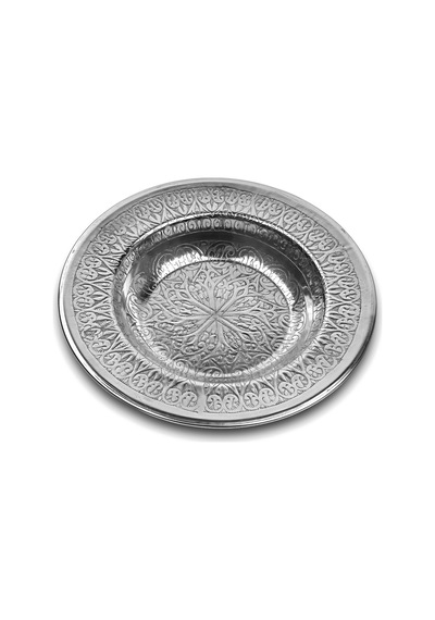Binbir Trend 15 Cm Otantik Desenli Krom Çelik Yanaklı Derin Meze Ve Sunum Tabağı 6 Adet Gümüş