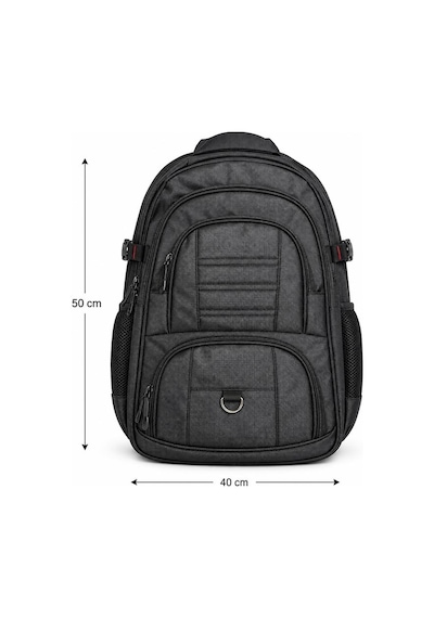 Unisex Siyah 5 Cepli Suya Dayanıklı Sırt Çantası Seyahat Outdoor Ve Günlük Kullanım