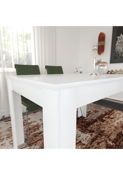 Single  Beyaz Dikdörtgen Yemek Masası 120x80 / Beyaz