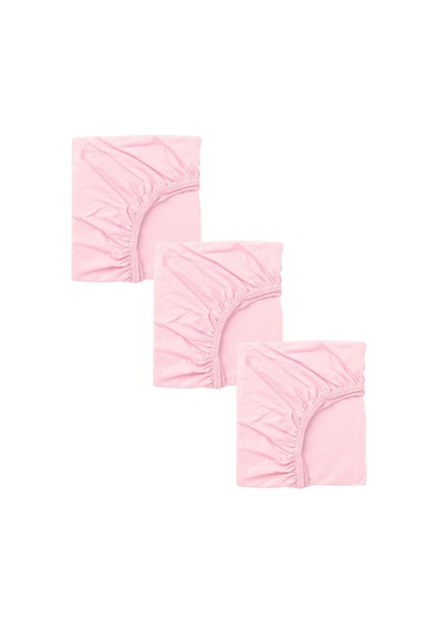 3 Adet Pamuklu Ve Lastikli 60 X 120 Cm Penye Bebek Çarşaf-pembe