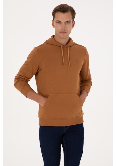U.S. Polo Assn. Erkek Regular Fit Kapüşonlu Camel Basic Sweatshirt 50313720-VR233